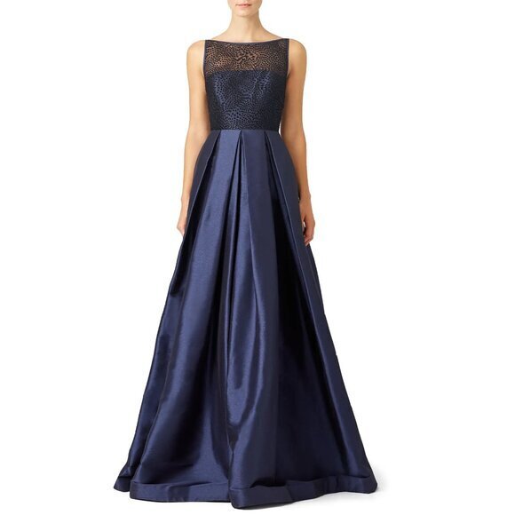 ML Monique Lhuillier Francesca Ball Gown in Navy Blue Size 10